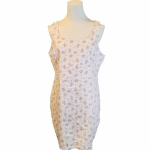No Boundaries White Stretchy Denim Jean Floral Zippered Summer Dress Size XL
